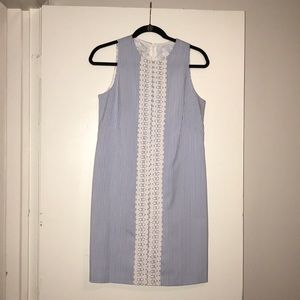 Seersucker blue and white dress